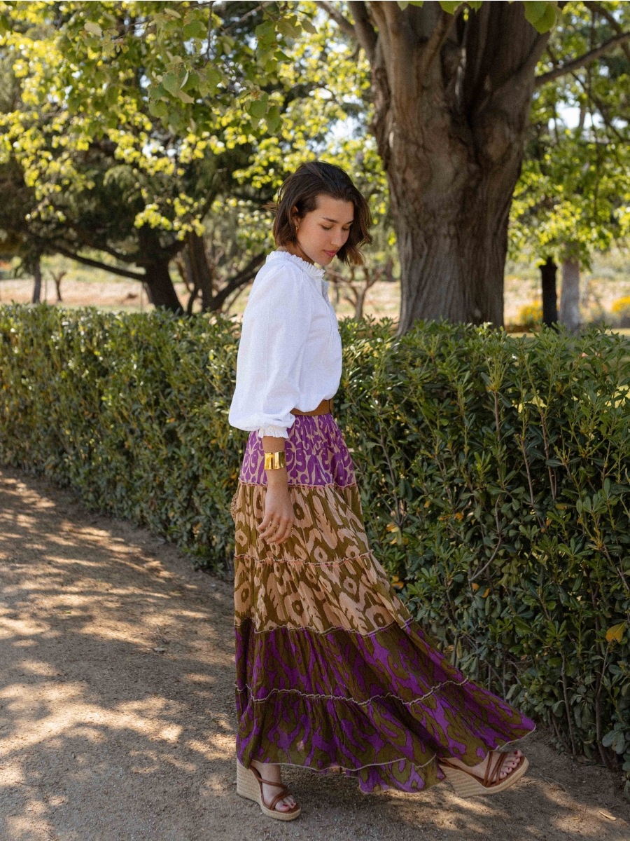 Women’s New Arrival Printed Ruffled Flared Long Skirt