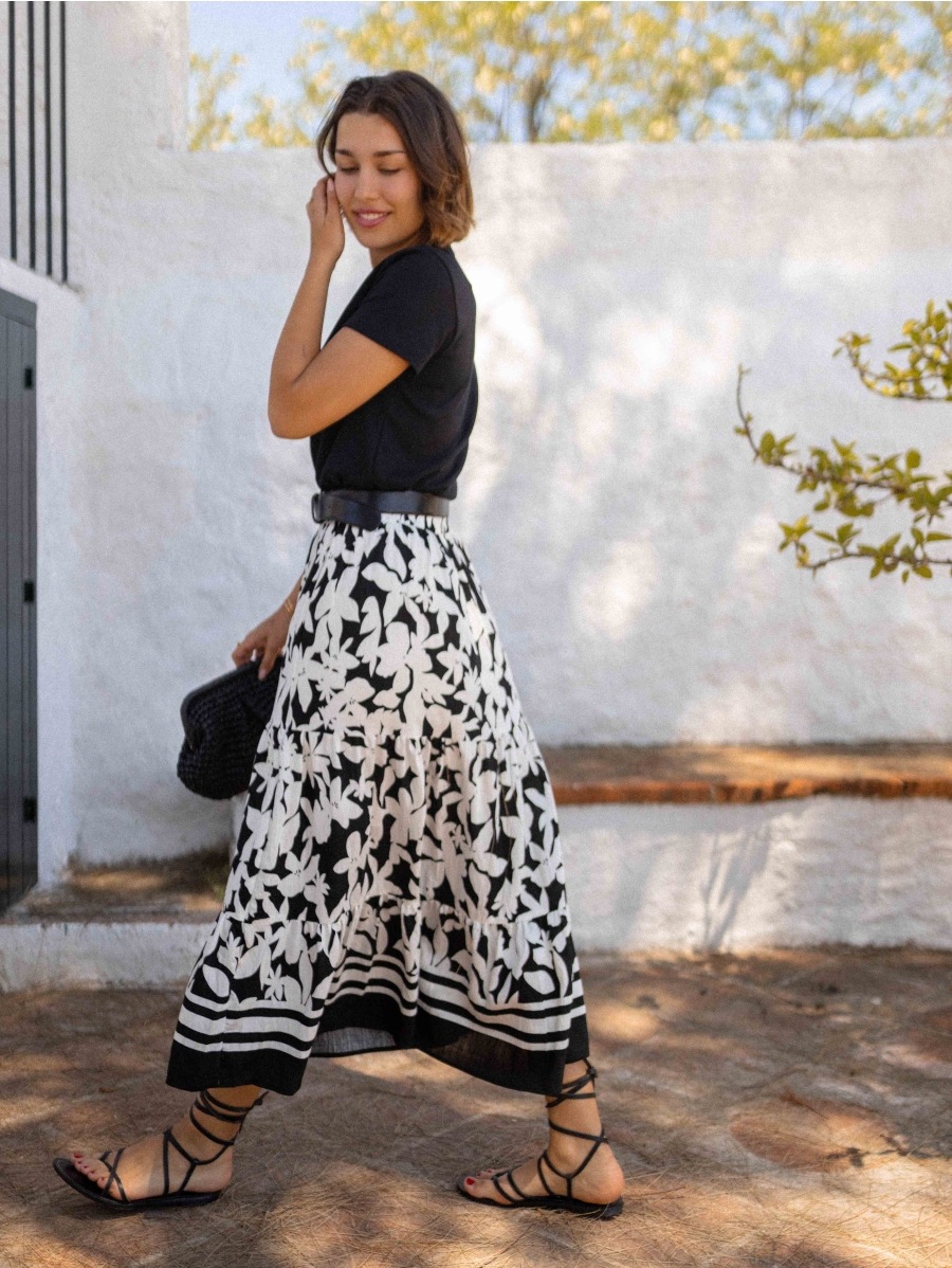 Women’s Floral Print Casual Resort Flared Skirt