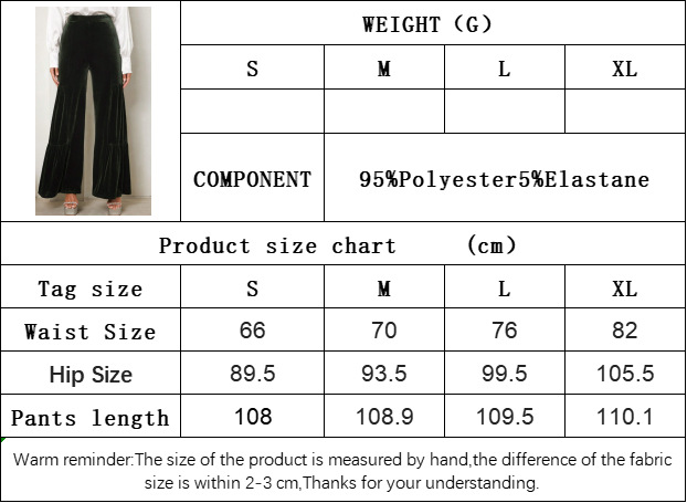 Women’s Fall/Winter Velvet Wide-Leg Pants – Ruffled High-Waist Straight Loose Slimming Elegant Long Pants