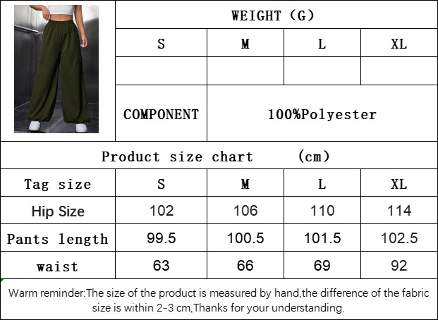 Women’s Spring/Summer 2026 New Arrival Elastic Waist Loose Casual Wide-Leg Sport Cargo Pants Elastic Cuff Long Pants
