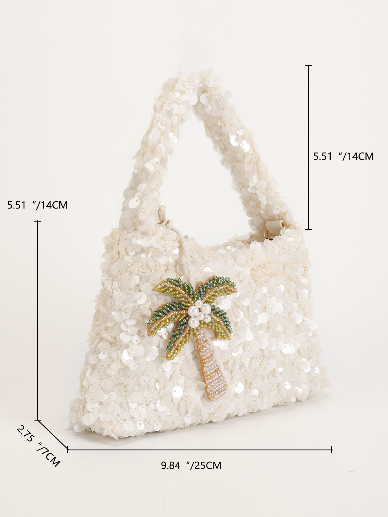 Women’s New Sequin Tote Bag – Fashion High-End Sparkle Evening Bag Shoulder Crossbody Bag Cross-Border Purse Coconut Tree Design