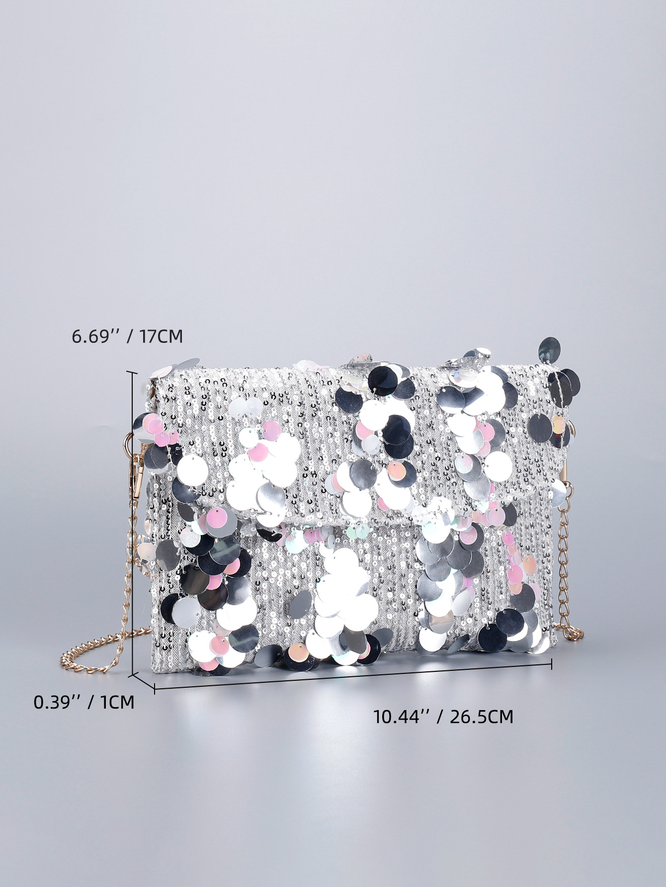 Women’s Sequin Embroidered Shoulder Bag – Chain Evening Bag Fashion Purse Spring/Summer Unique Envelope Bag Silver Handbag