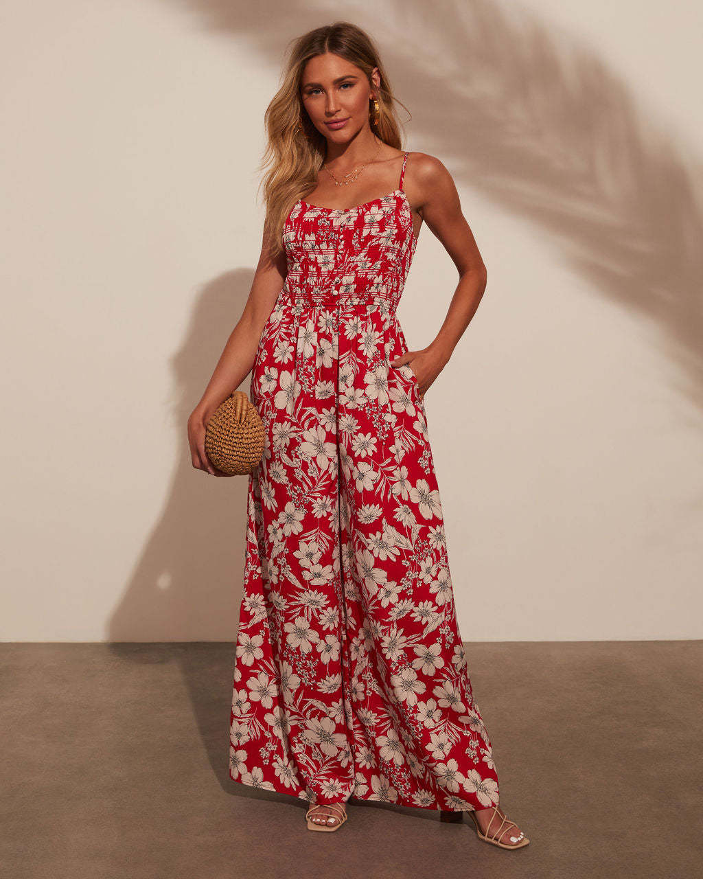 Women’s High-Waist Resort Floral Print Camisole Jumpsuit