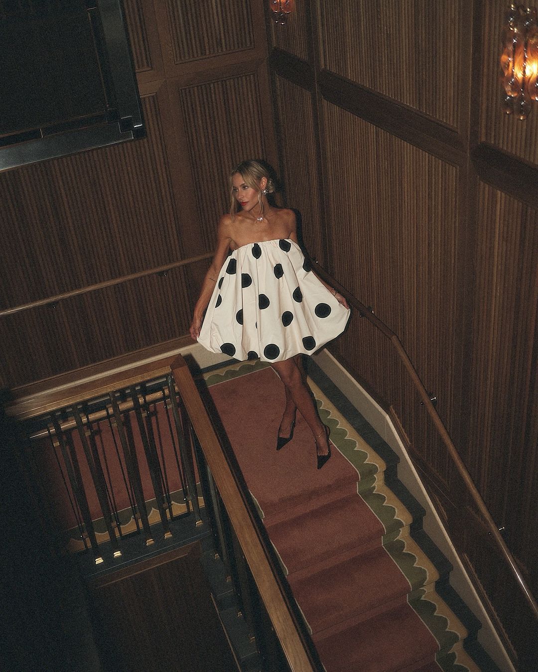 Women’s Spring/Summer New Arrival Polka Dot Print Mini Strapless Dress