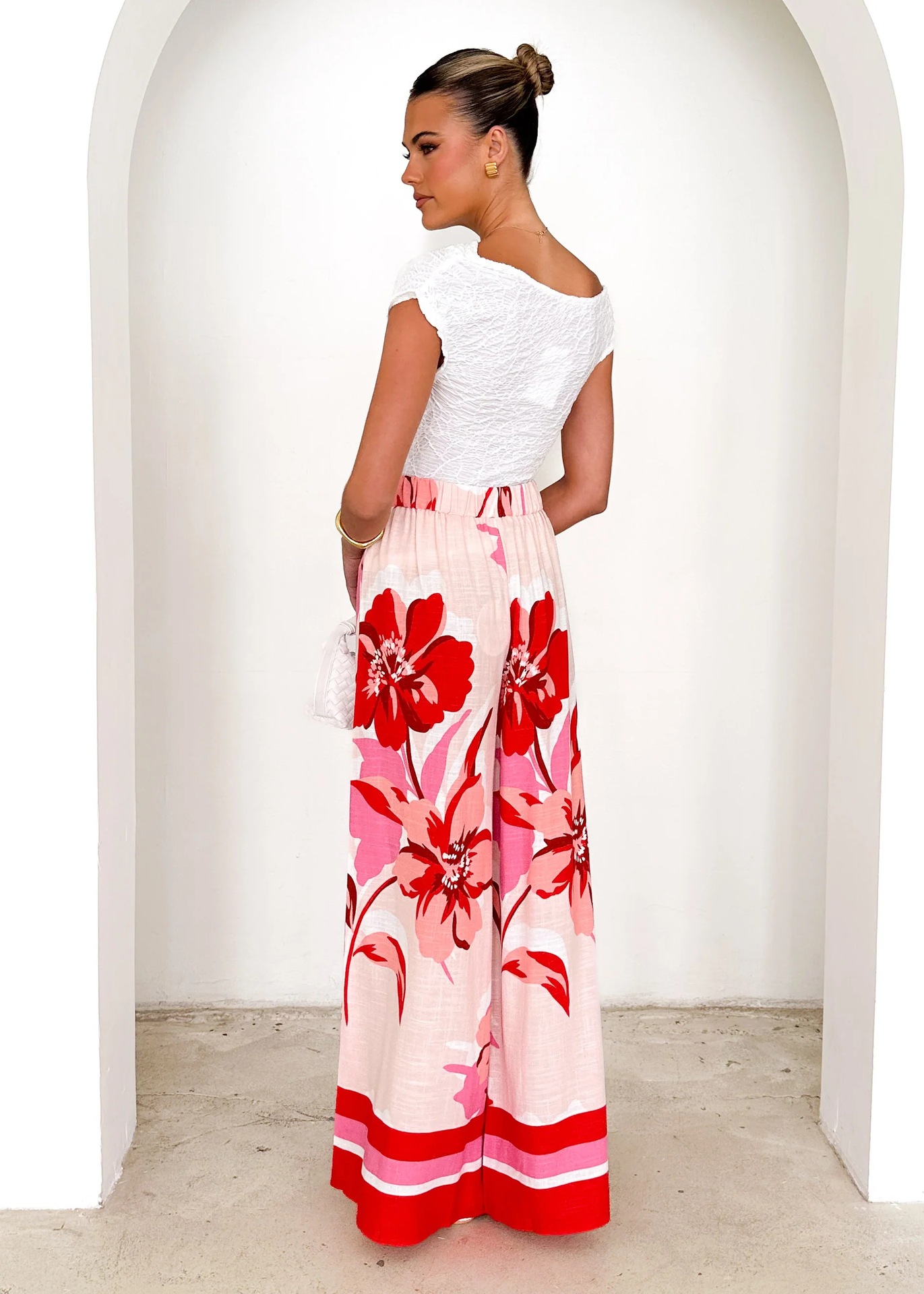 Women’s Summer New Arrival Placement Print Loose Wide-Leg Casual Straight-Long Pants