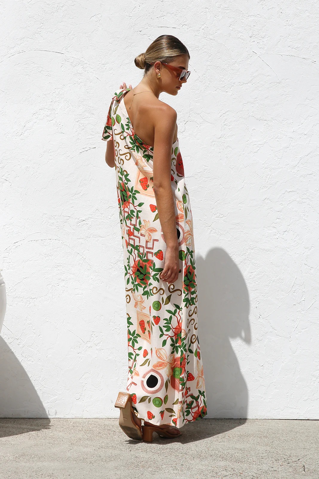 Women’s New Arrival Printed Asymmetric Tie Elegant Maxi Dress