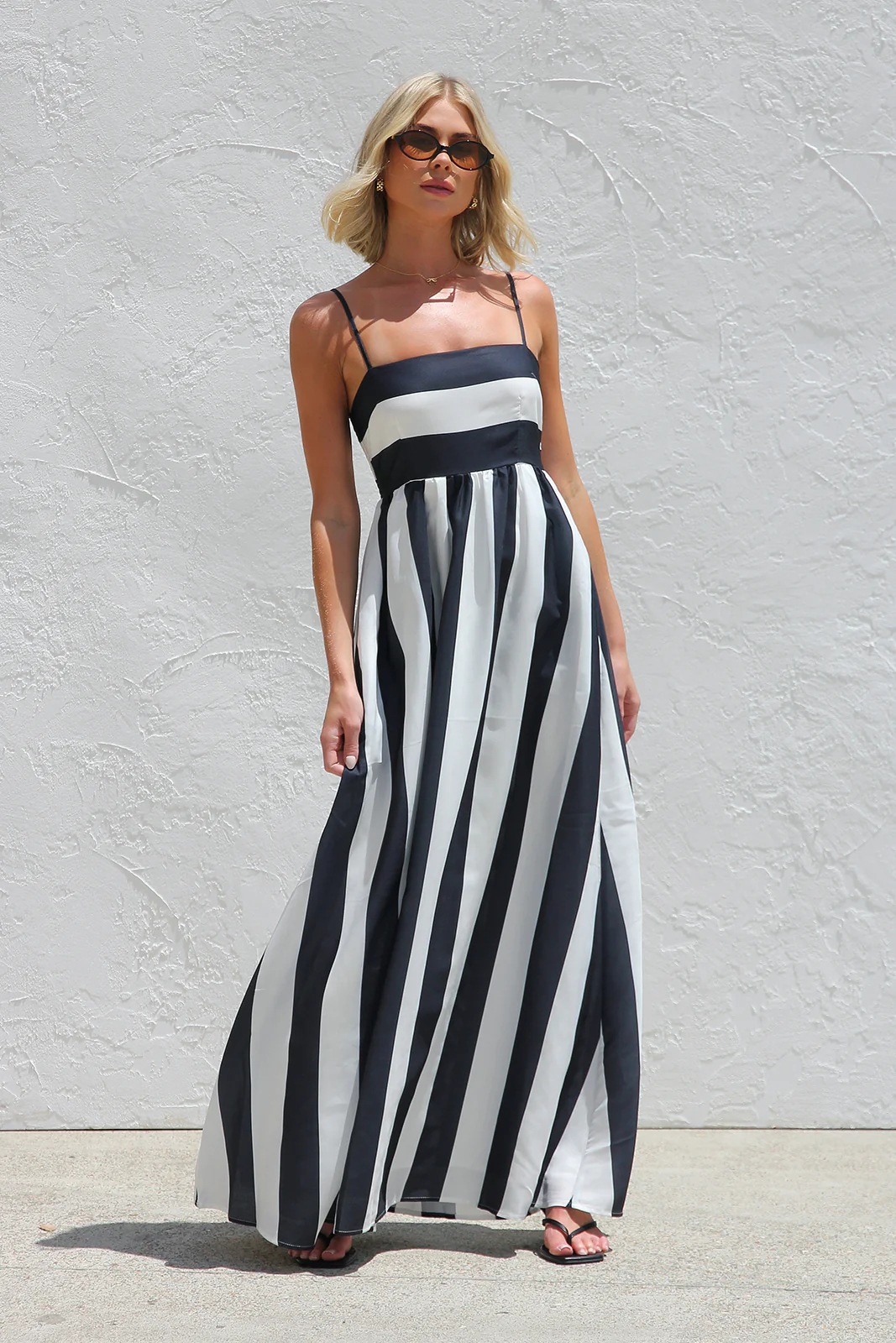 Women’s Summer New Arrival Striped Print Off-Shoulder Camisole Dress