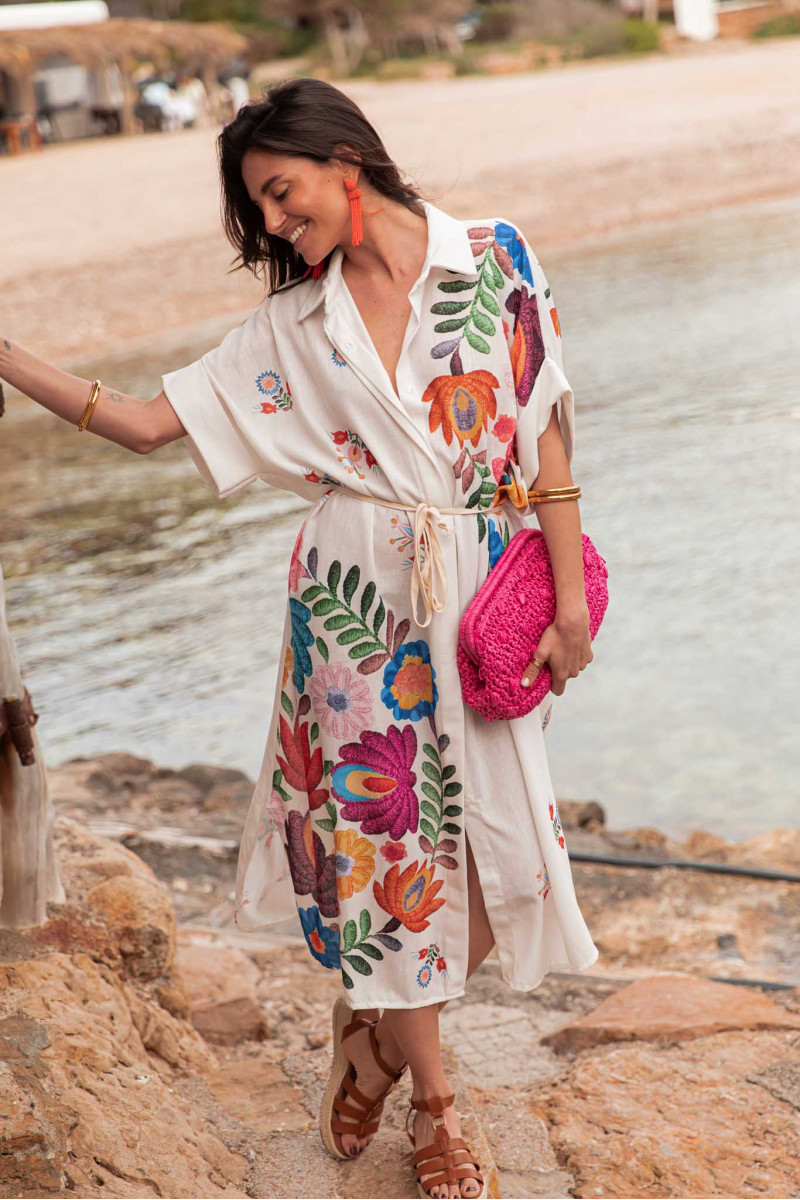 Women’s Placement Print Loose Casual Beach Dress – Seaside Resort Long Robe