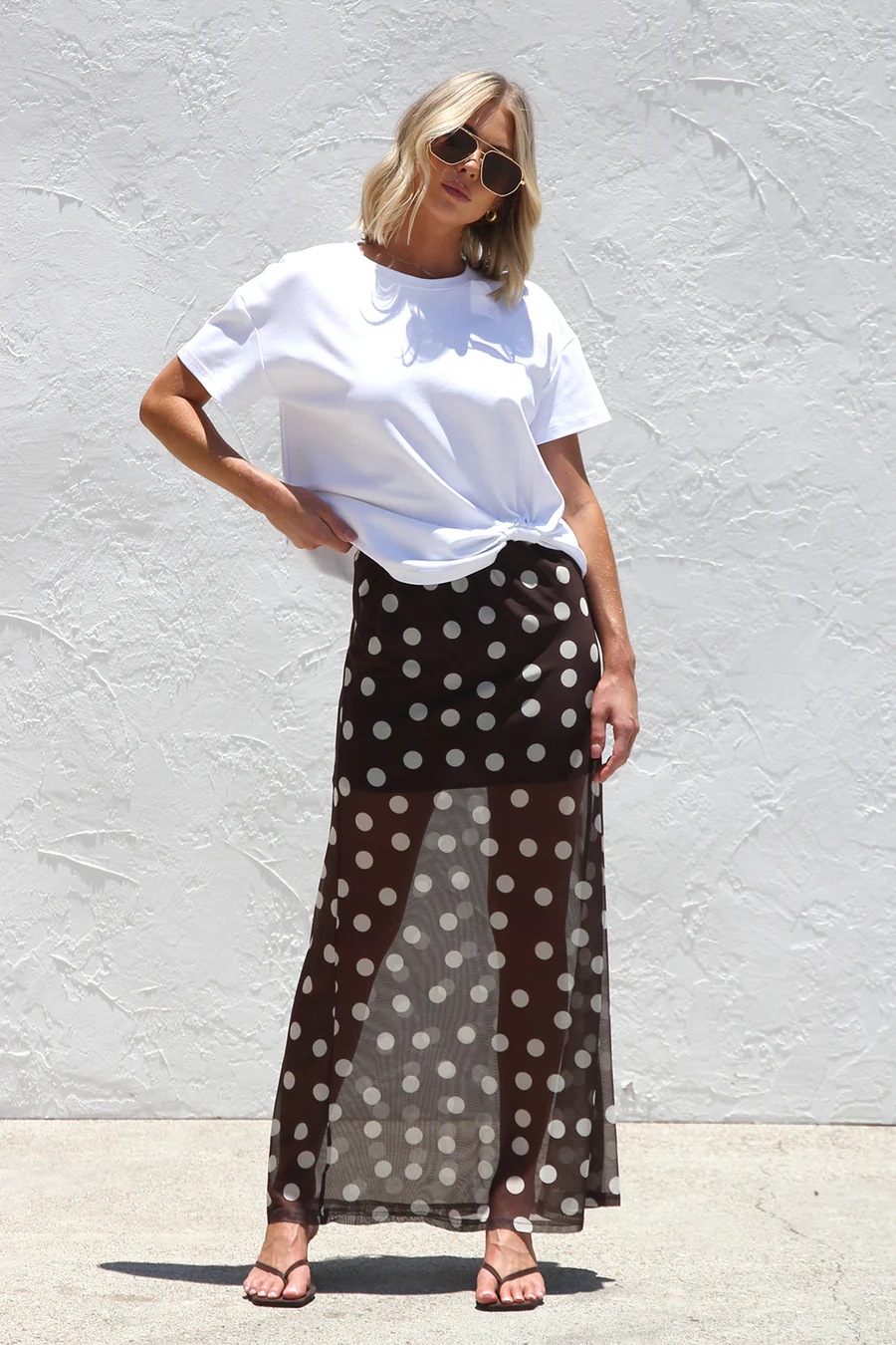 Women’s New Arrival Mesh Polka Dot Stripe Print Casual Resort Skirt