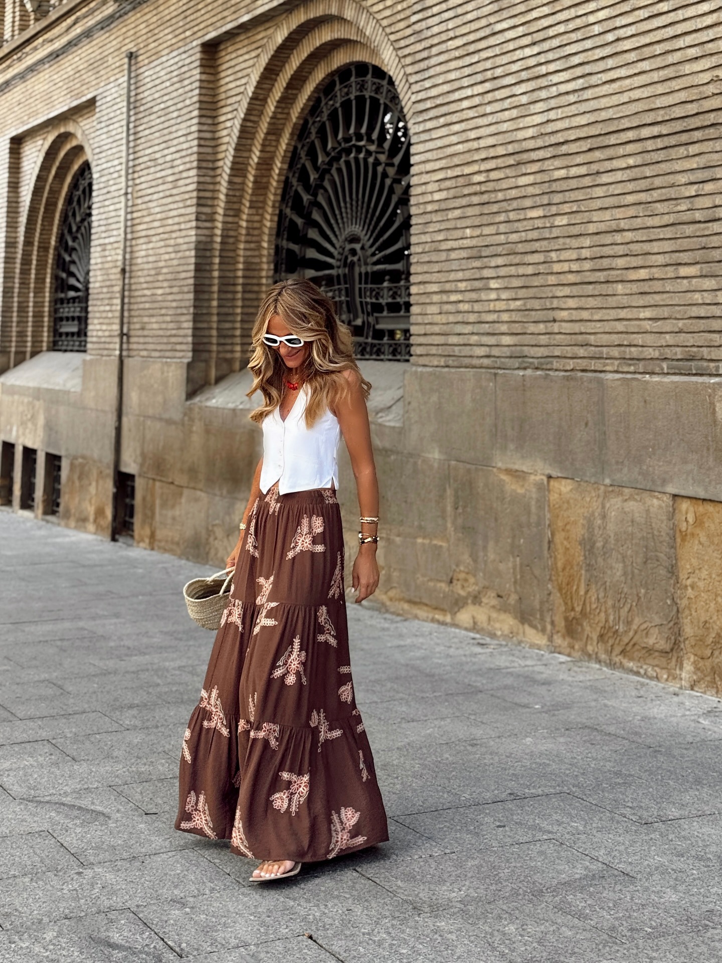 Women’s Fall New Arrival Elastic Waist Printed Flared Long Skirt