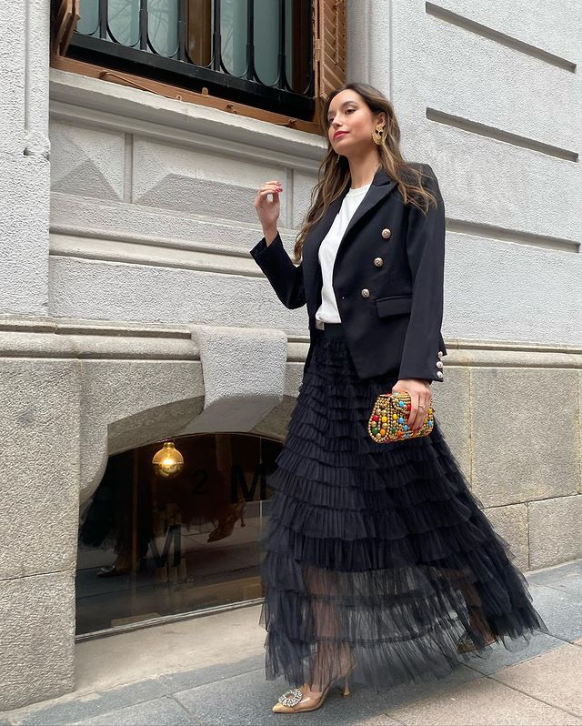 Women’s Summer New Arrival Mesh Tiered Skirt – Mesh Patchwork Flared Skirt