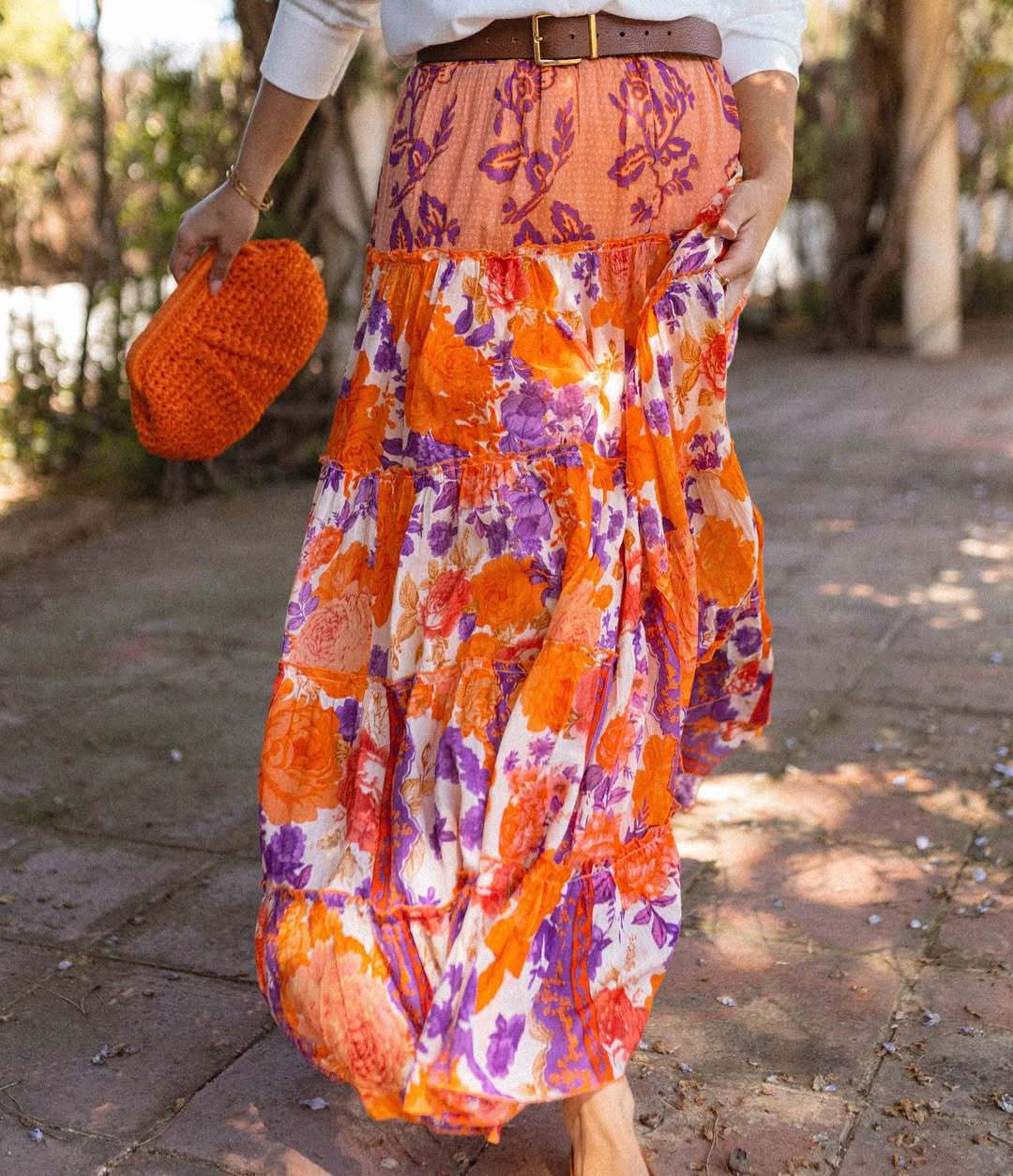 Women’s Summer New Arrival Bohemian Flared Print Ruffled Long Skirt