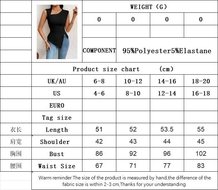 Women’s Elegant T-Shirt – Spring/Summer 2026 New Arrival Asymmetric Neck Slim-Fit Short Solid Top