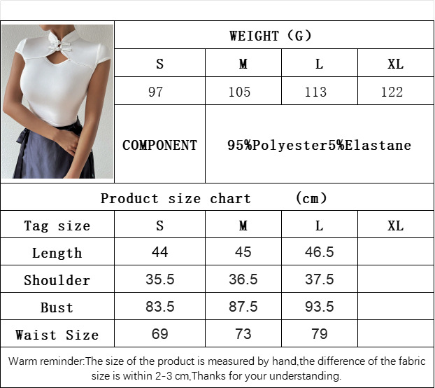 Women’s Short Sleeve T-Shirt – Chinese Style Button Slim-Fit Top, European & American Style New Chinese Style