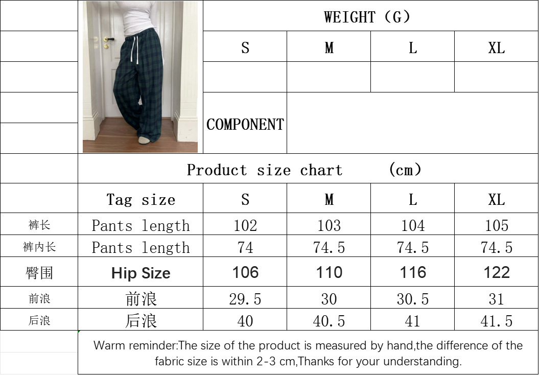 Women’s 2026 Versatile Casual Plaid Long Pants – Spring/Summer Elastic Waist Casual Pants