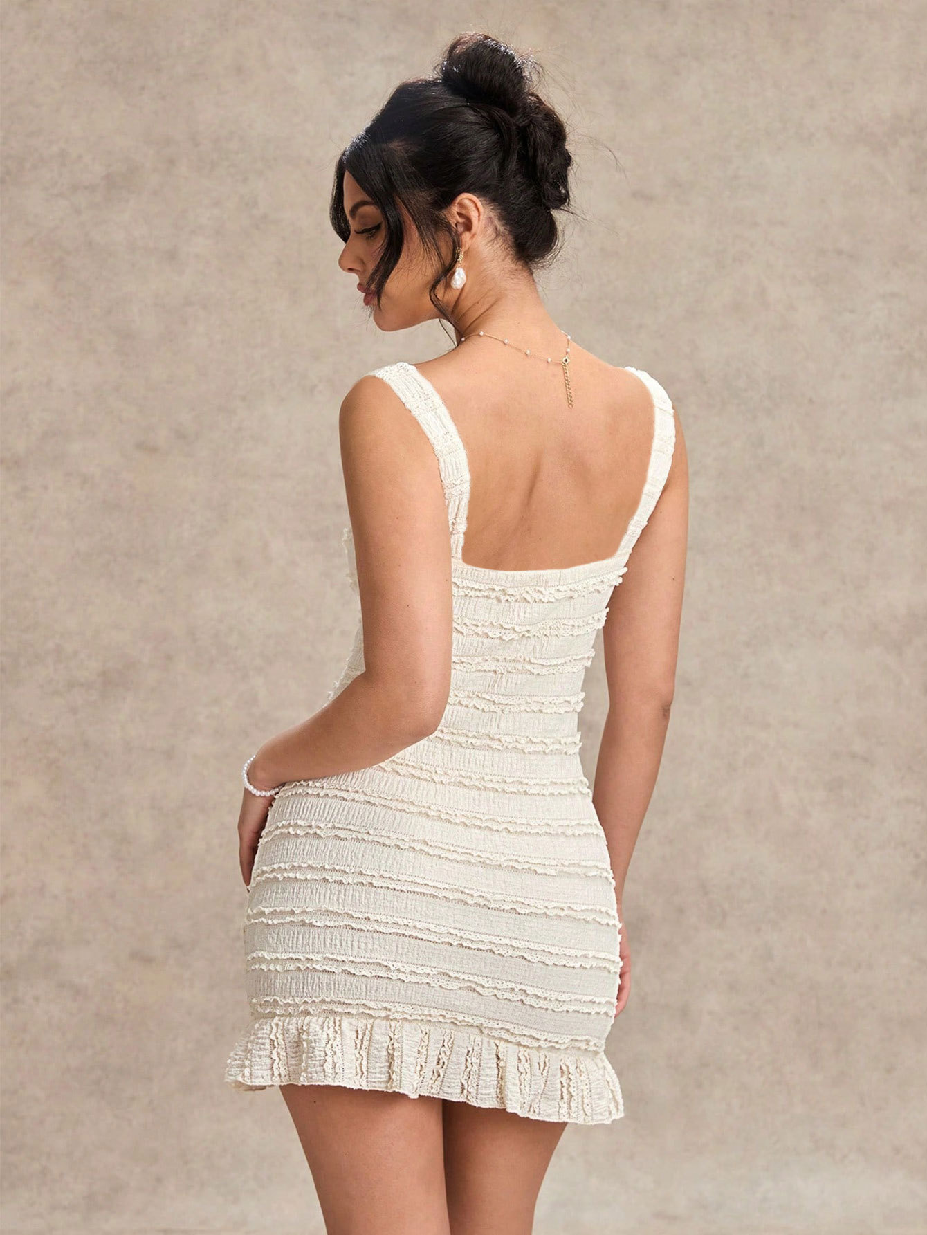 Women’s New Arrival Fashion Sweet Elegant Wave Pattern Tie Halter Camisole Short Dress