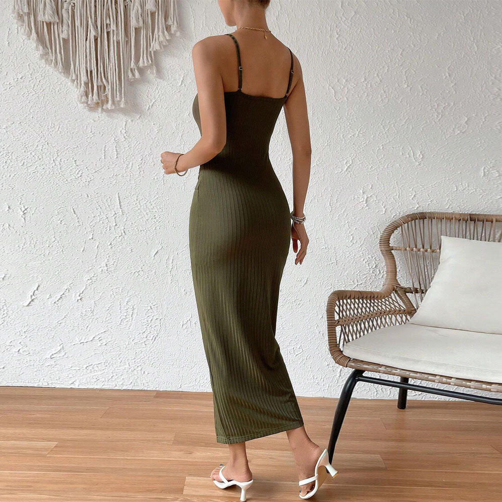 Women’s 2026 Spring/Summer New Arrival Waist-Cinching Bodycon Slit Sexy Backless Camisole Elegant Dress