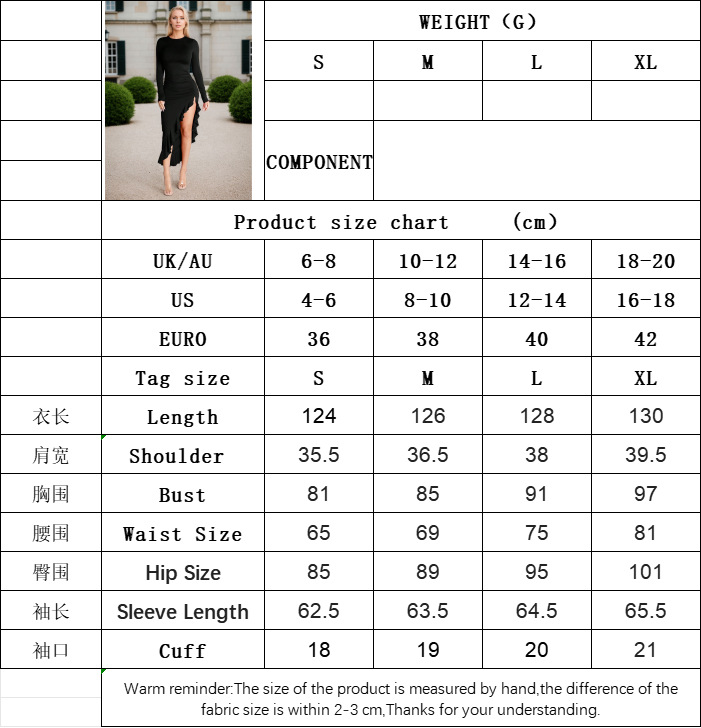Women’s Spring/Summer New Arrival Sexy Dress – Long Sleeve Asymmetric Ruffled Skirt Slit Fashion Sexy Style