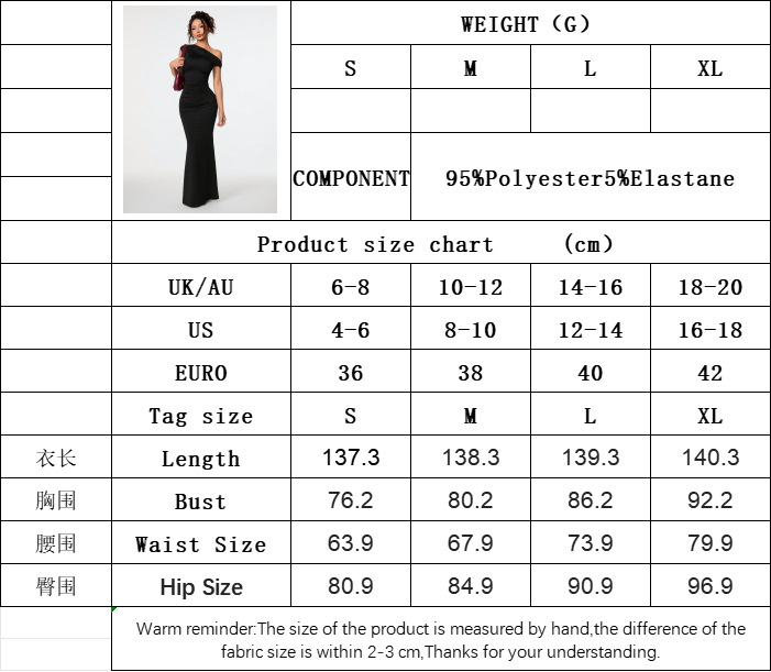 Women’s Bestseller Sexy Celebrity Style Dress – Summer Off-Shoulder Asymmetric Neck Black Evening Long Dress