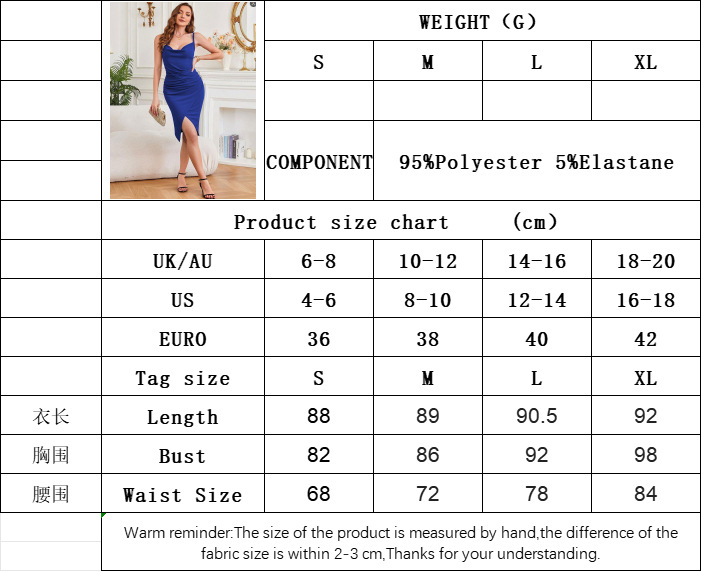 Women’s Spring/Summer New Arrival Fashion Elegant Slit Ruched Camisole Midi Evening Dress