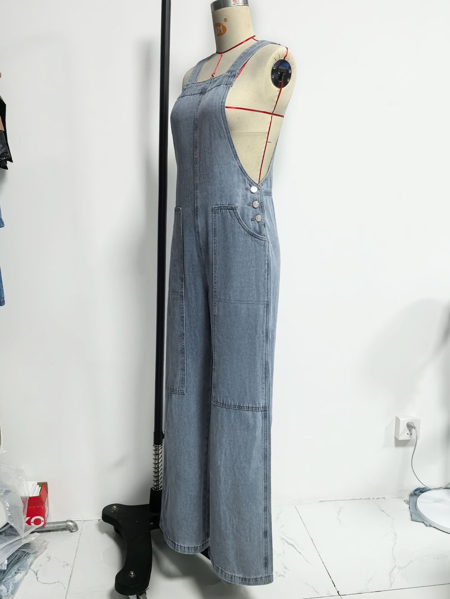 Women’s Spring/Summer Casual Slim-Fit Wide-Leg Denim Overalls – Workwear Style, Factory Direct