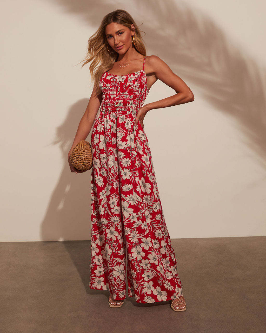 Women’s High-Waist Resort Floral Print Camisole Jumpsuit