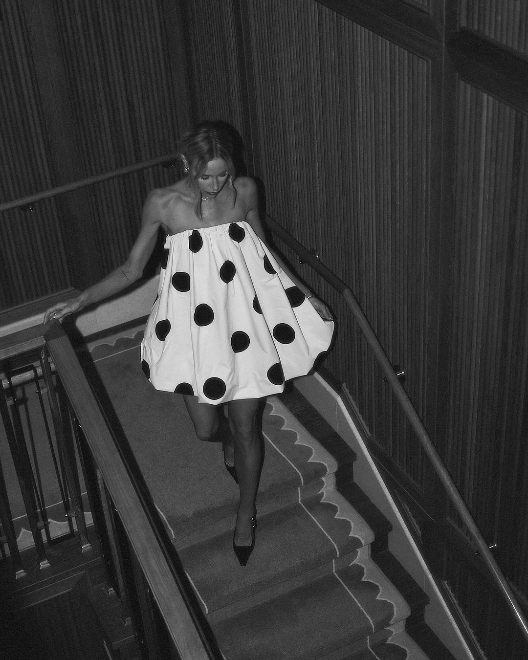 Women’s Spring/Summer New Arrival Polka Dot Print Mini Strapless Dress