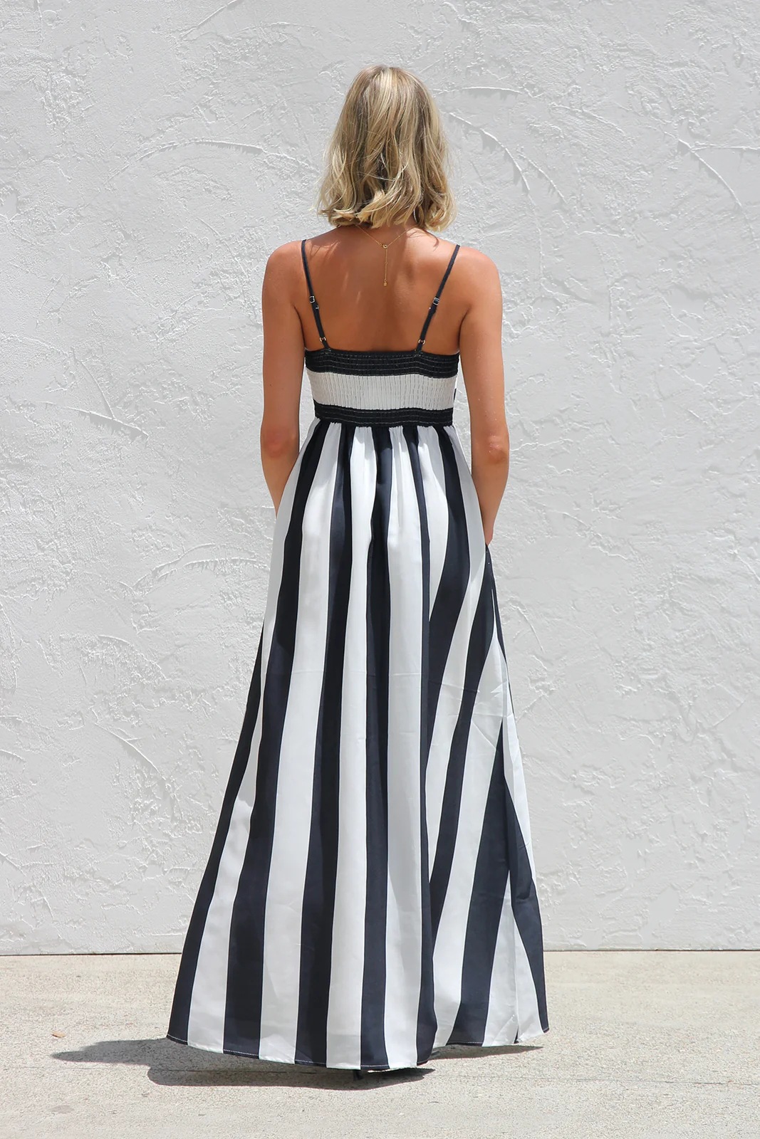 Women’s Summer New Arrival Striped Print Off-Shoulder Camisole Dress