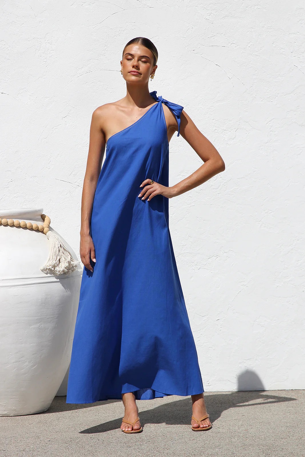 Women’s Summer New Arrival Asymmetric Dress – Ins Influencer Style Tie Elegant Asymmetric Maxi Dress