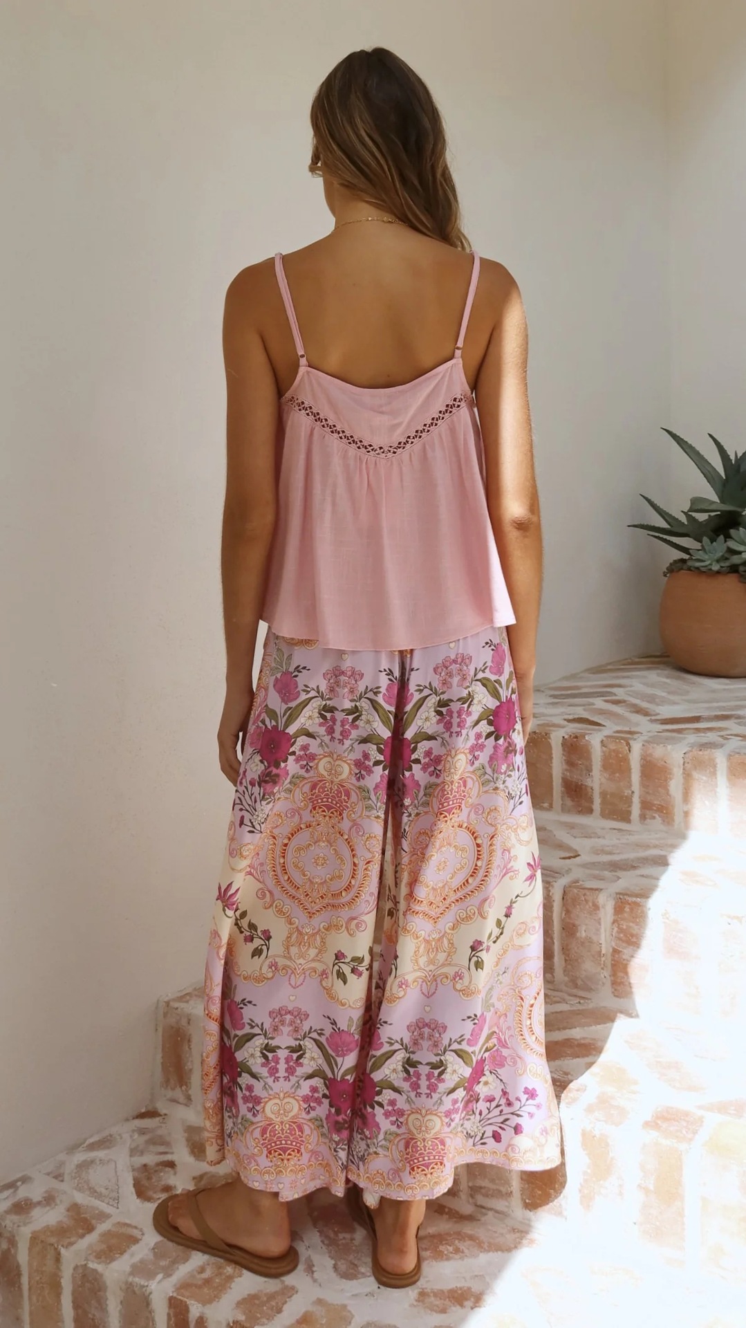 Women’s Summer New Arrival Printed Loose Casual Resort Style Wide-Leg Long Pants