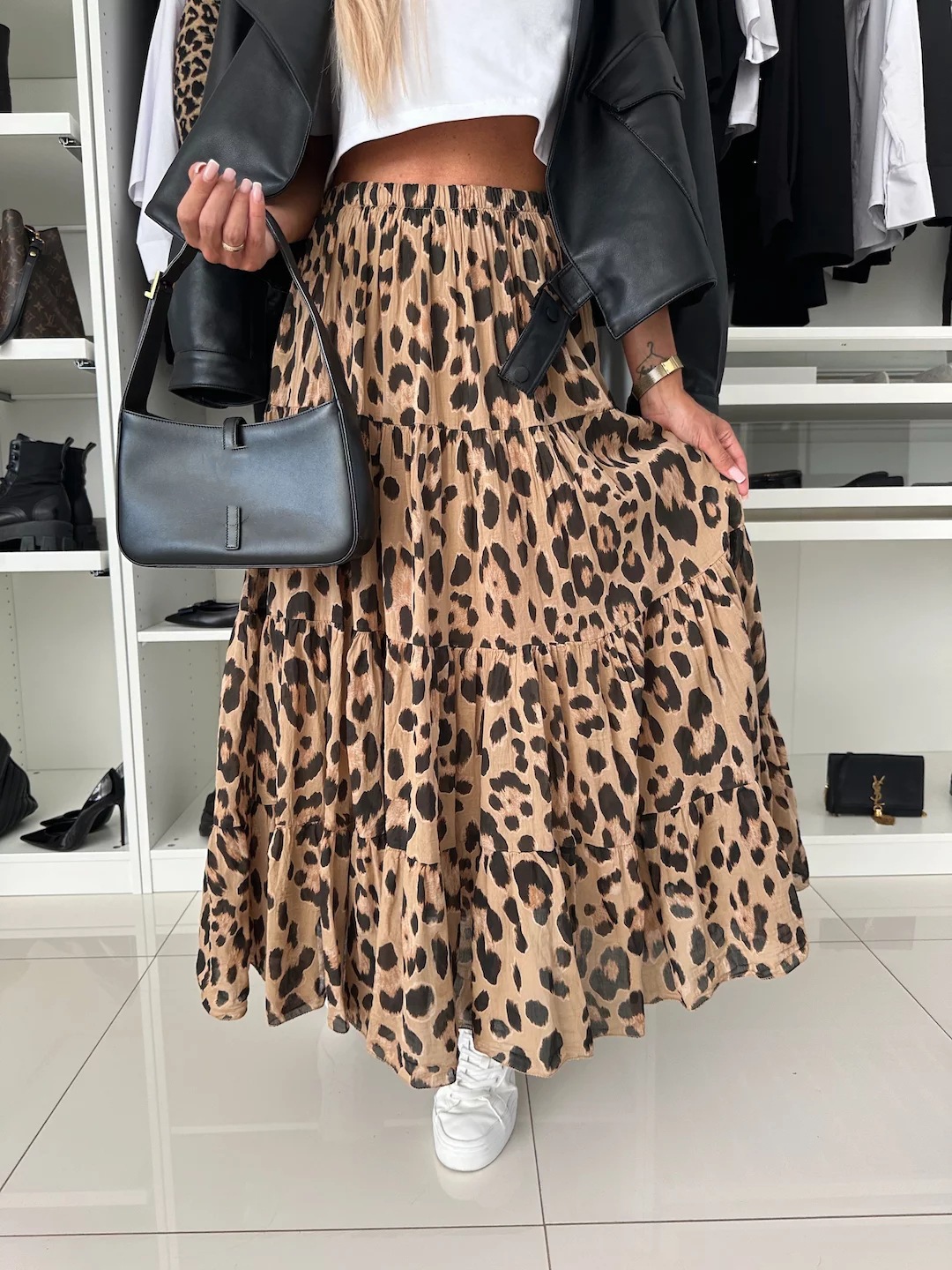 Women’s Leopard Print Flared Skirt