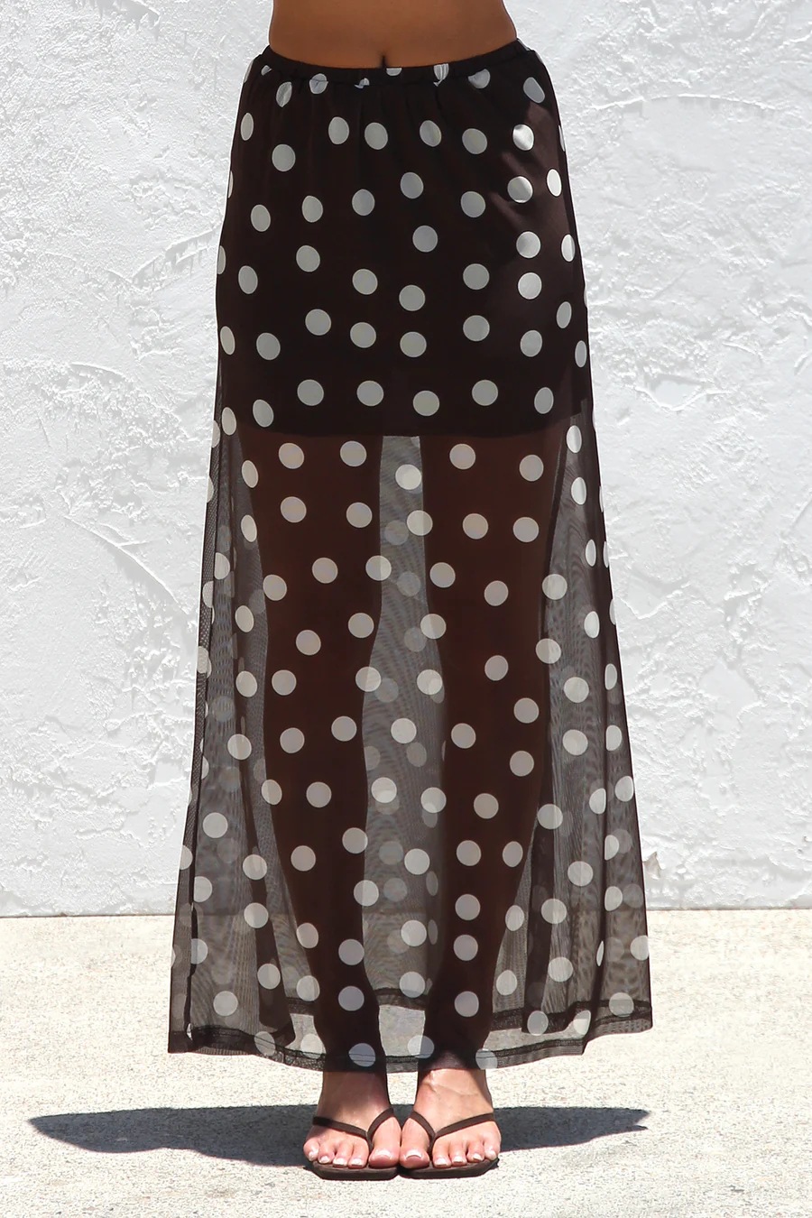 Women’s New Arrival Mesh Polka Dot Stripe Print Casual Resort Skirt