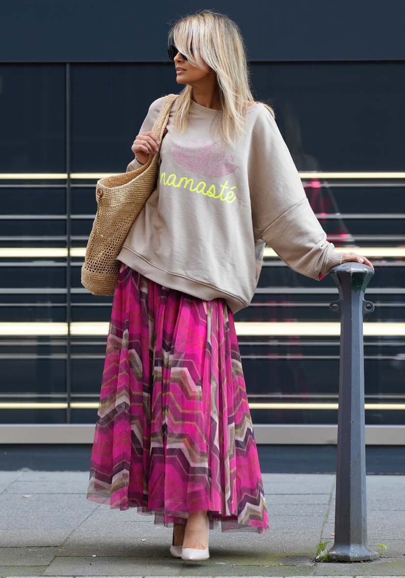 Women’s Spring New Arrival Printed Flared Mesh Skirt