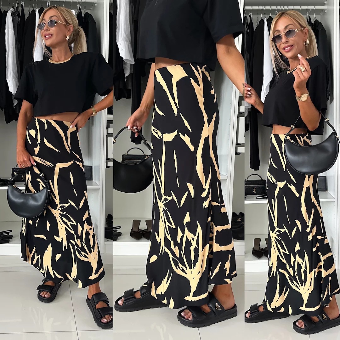 Women’s Fall New Arrival High-Waist Elegant Slimming Printed Skirt