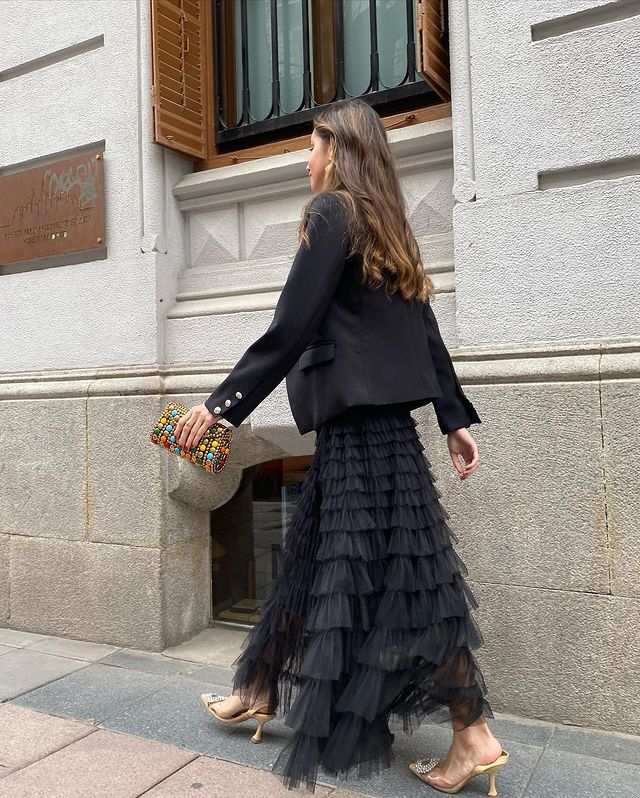 Women’s Summer New Arrival Mesh Tiered Skirt – Mesh Patchwork Flared Skirt