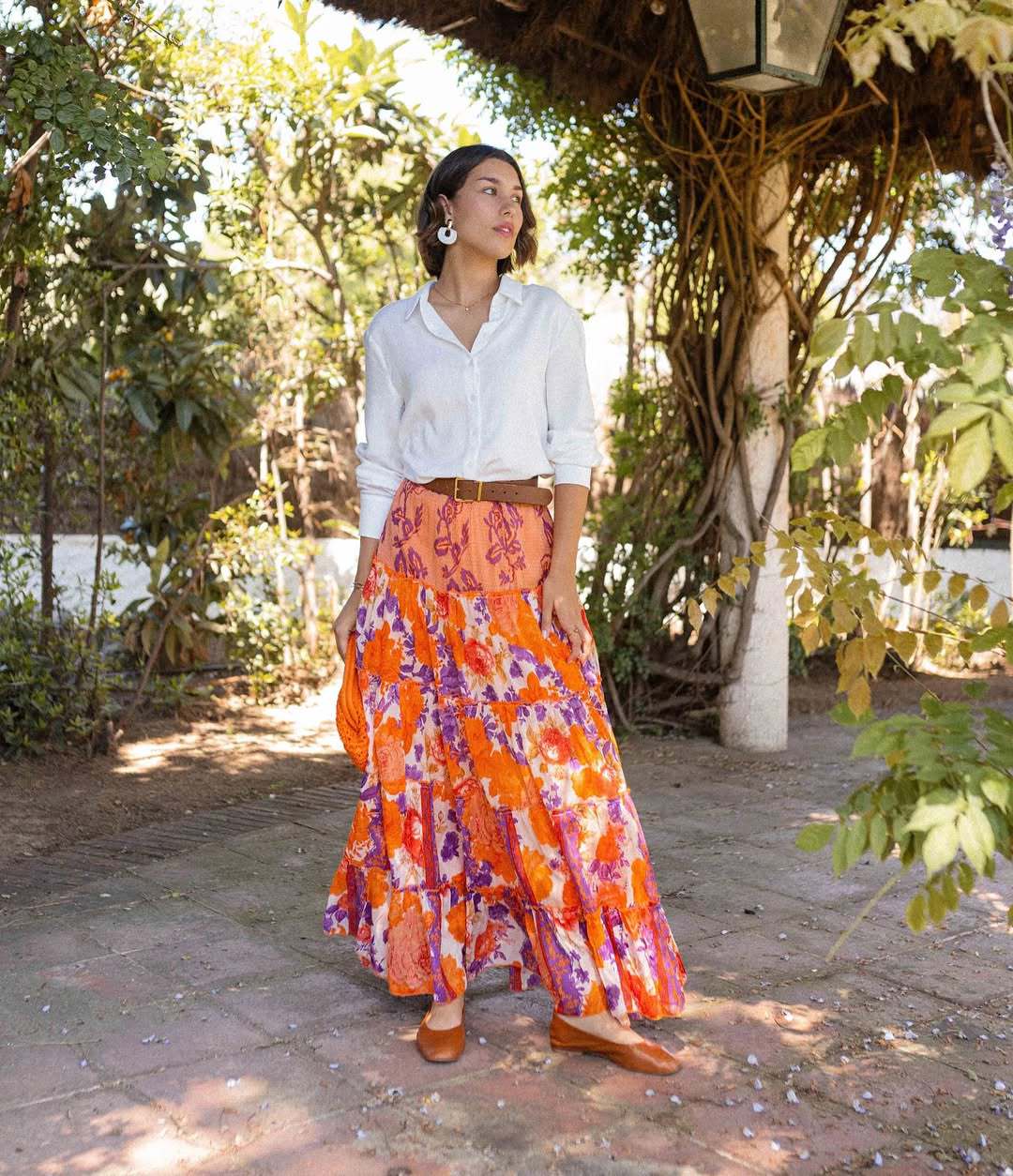 Women’s Summer New Arrival Bohemian Flared Print Ruffled Long Skirt
