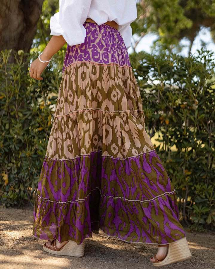 Women’s New Arrival Printed Ruffled Flared Long Skirt