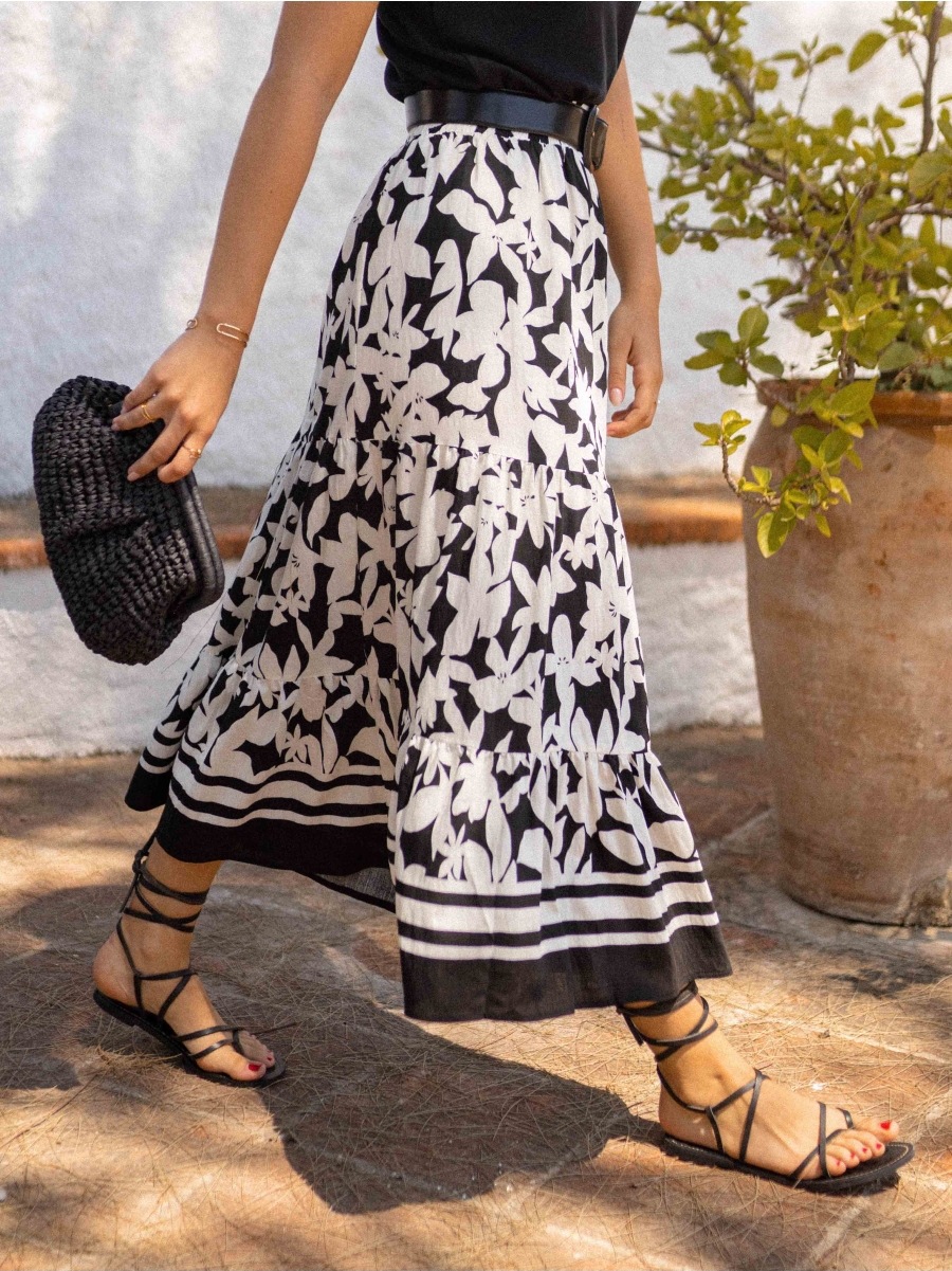 Women’s Floral Print Casual Resort Flared Skirt