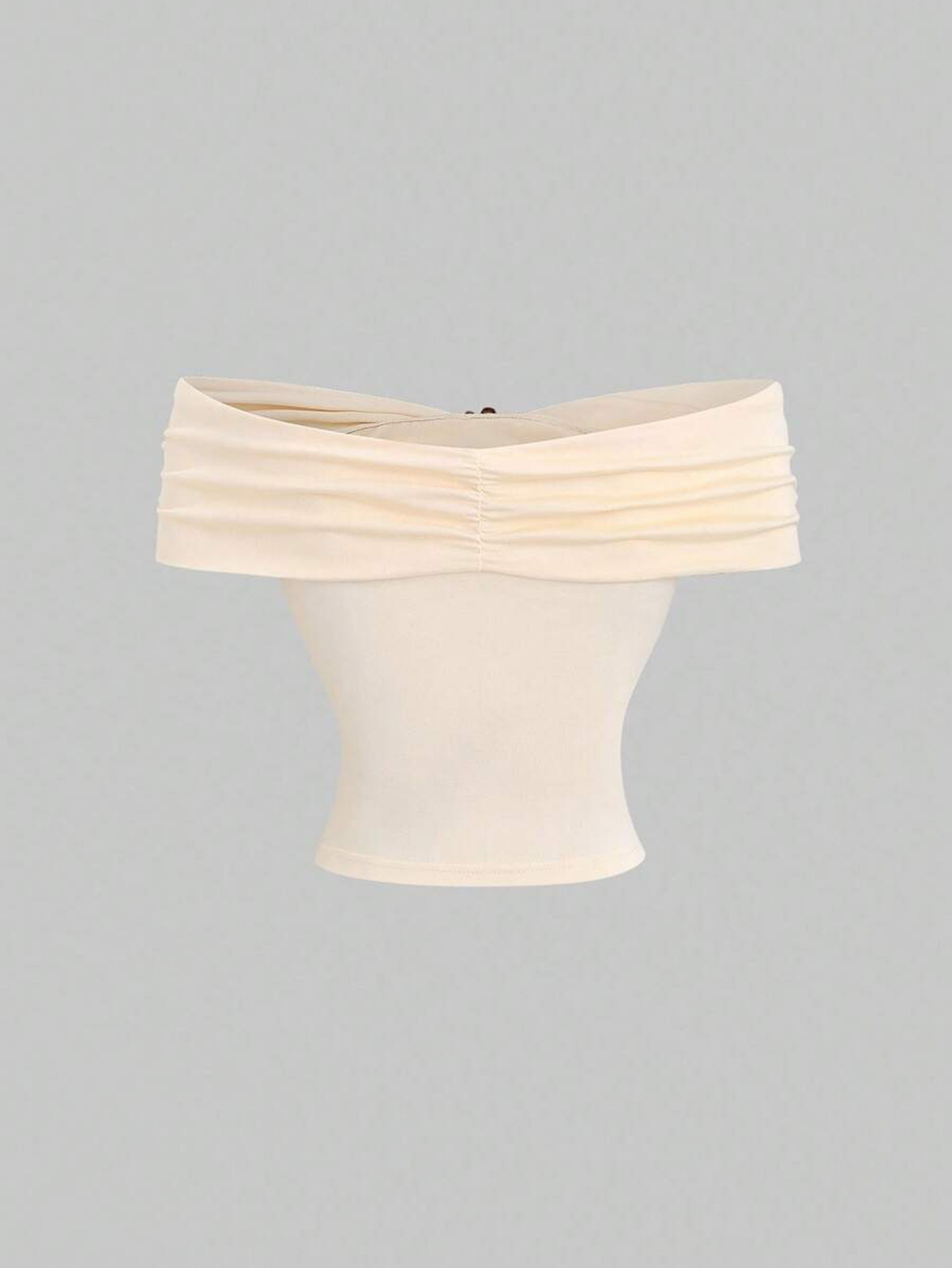 Women’s Unique Off-White Off-Shoulder Short Sleeve Top – Fashion Metal Button Slim-Fit Crop T-Shirt