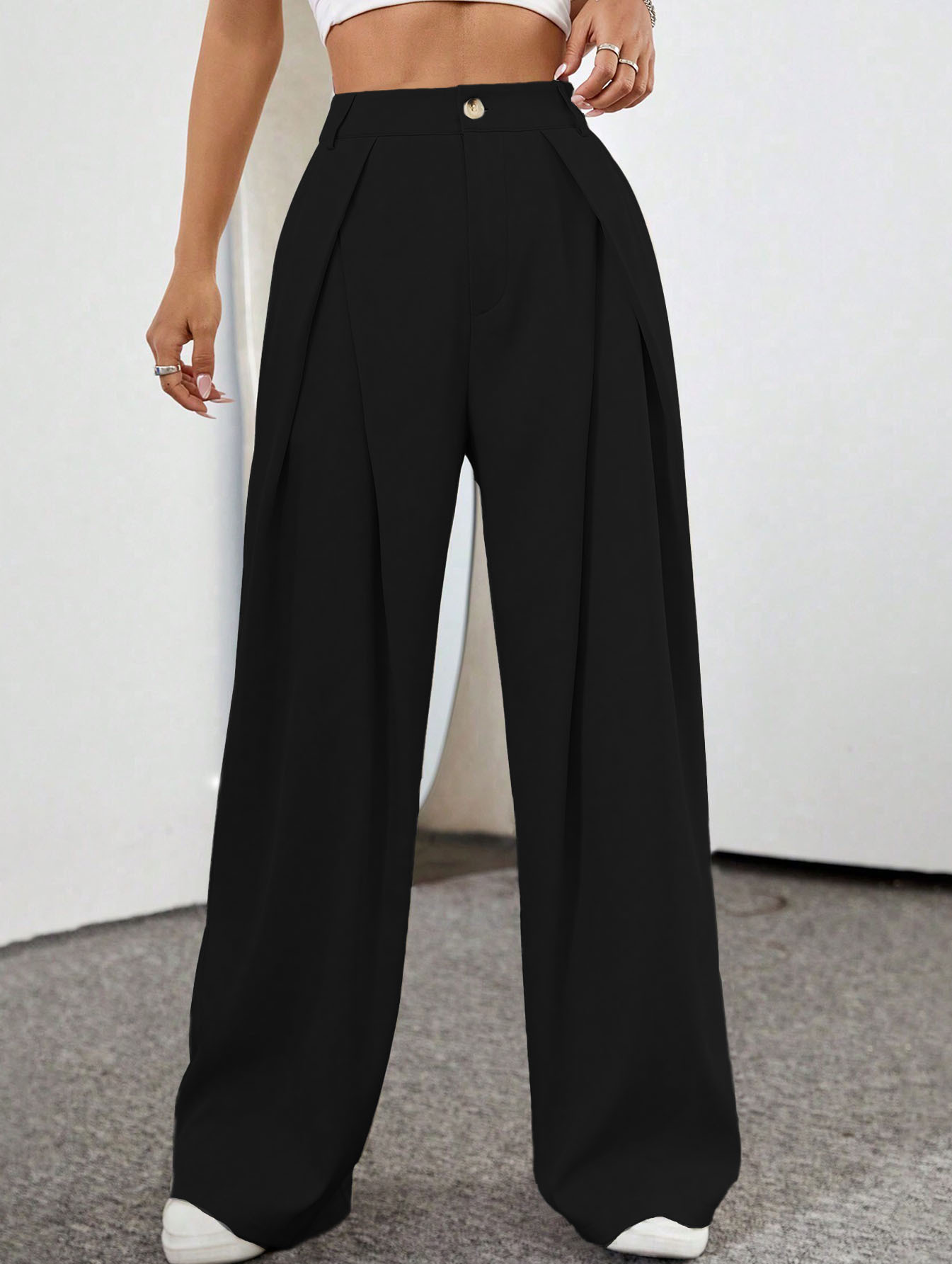 Women’s Bestseller Basic Versatile Commuter Style Casual Pants – 2026 Spring/Summer New Arrival Office Wide-Leg Long Pants