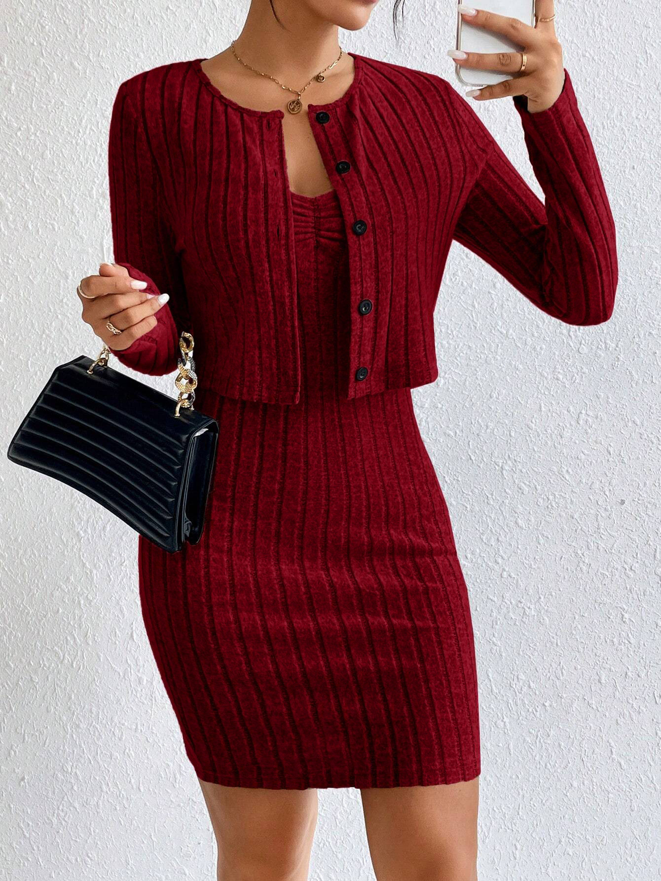 Women’s French Pure & Flirty Fashion Set – Spring/Summer New Arrival Slim-Fit Short Jacket Dress Two-Piece Set