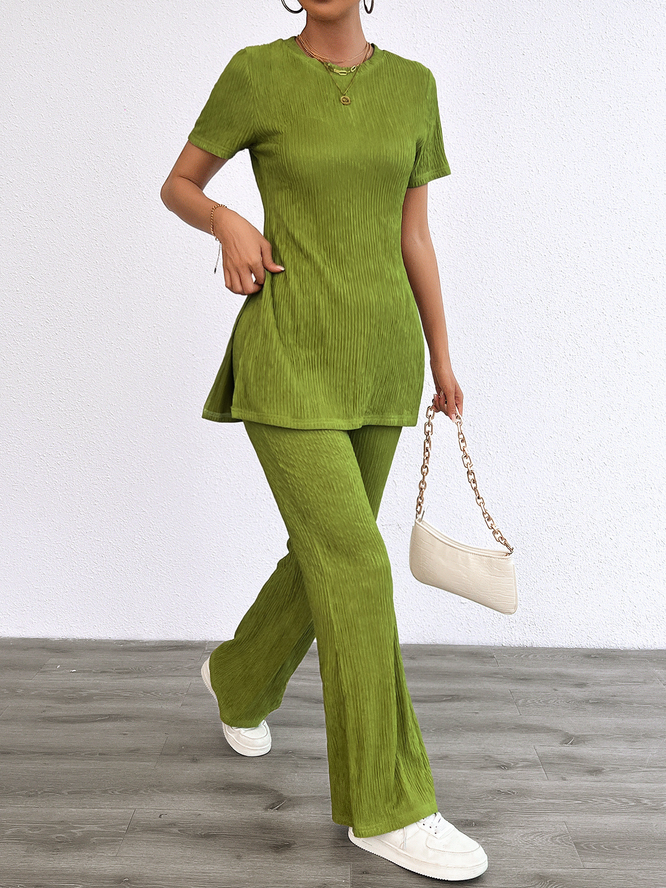 Women’s Summer Casual Fashion Striped Round Neck Two-Piece Set – Bestseller