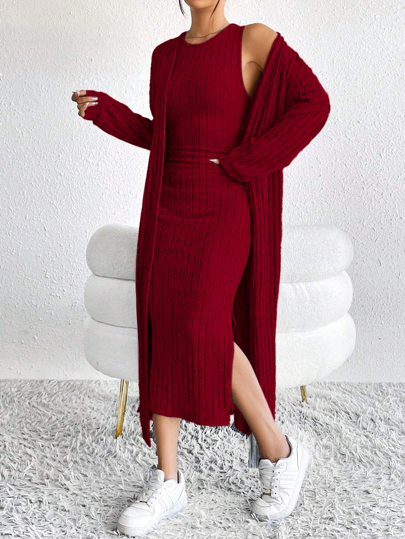 Women’s Dress & Jacket Set – 2026 Fall/Winter Lazy Minimalist Style