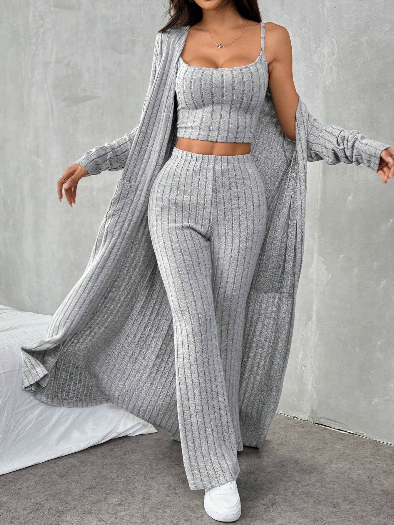 Women’s Knit Three-Piece Set – 2026 Spring/Summer Lazy Casual Style