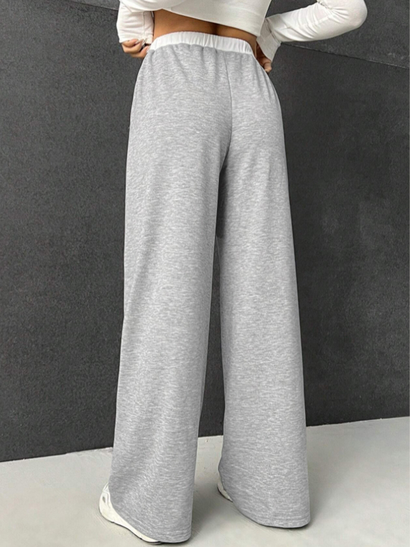 Women’s 2026 New Arrival Casual Straight Fit Drawstring Waist Color-Block Hip-Hiding Slimming Loose Long Pants