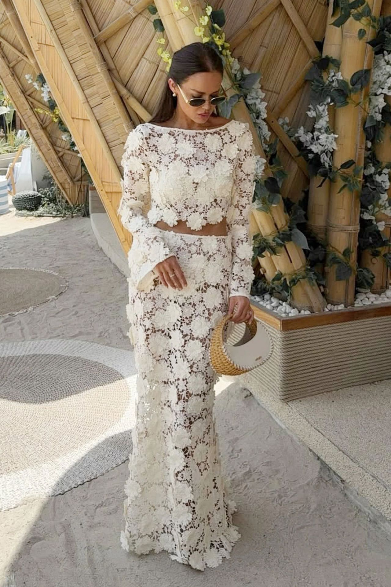 Women’s French Lace Fishtail Pullover Long Sleeve Dress Set