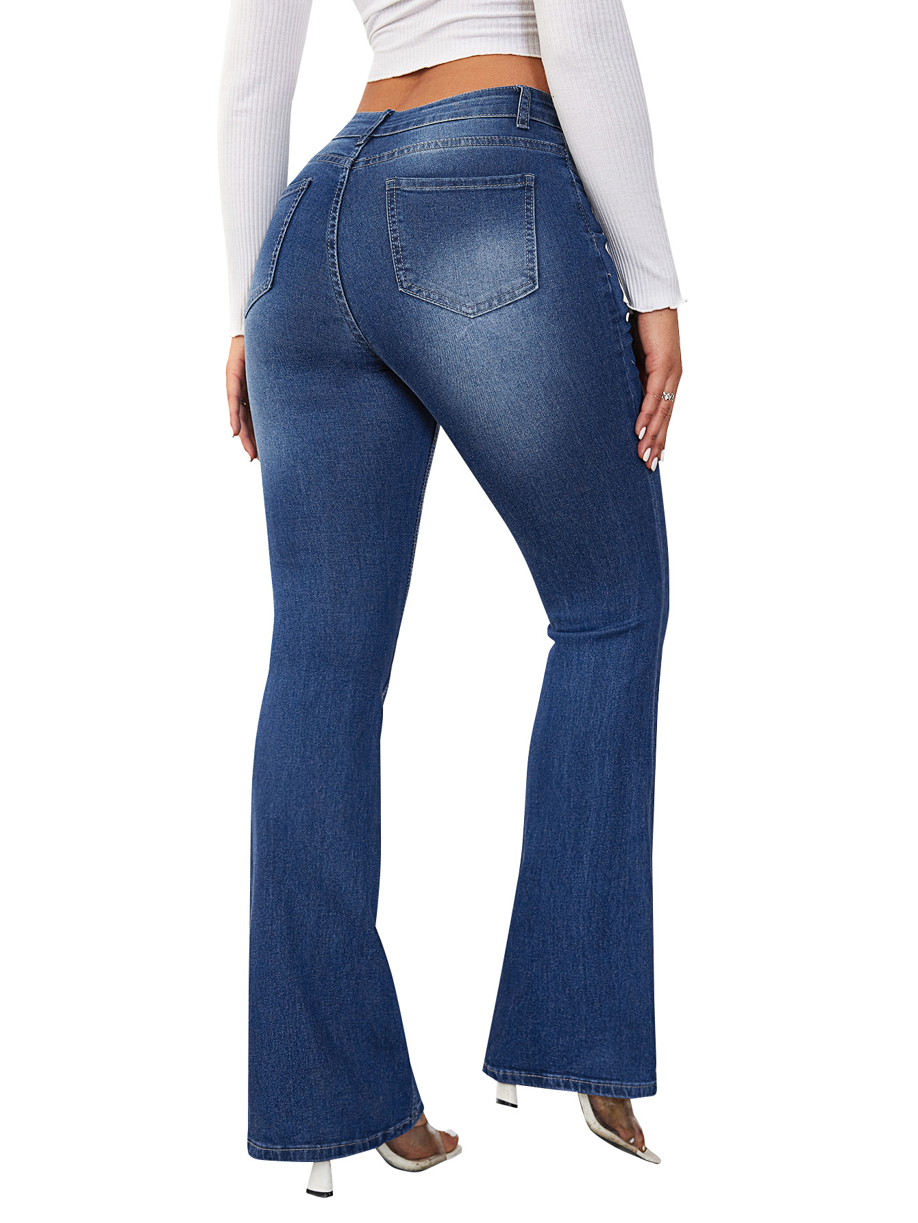 Women’s Fashion High-Waist Stretch Slim-Fit Flared Jeans