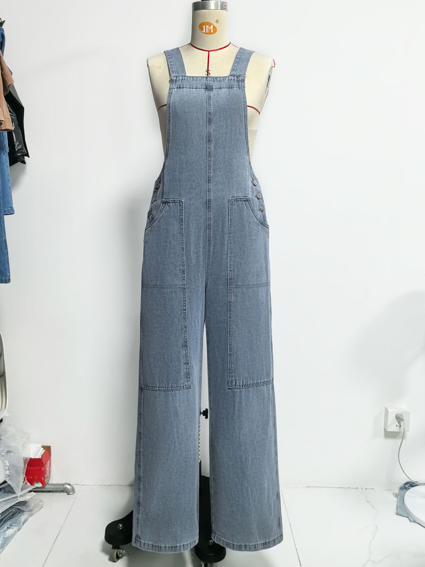 Women’s Spring/Summer Casual Slim-Fit Wide-Leg Denim Overalls – Workwear Style, Factory Direct