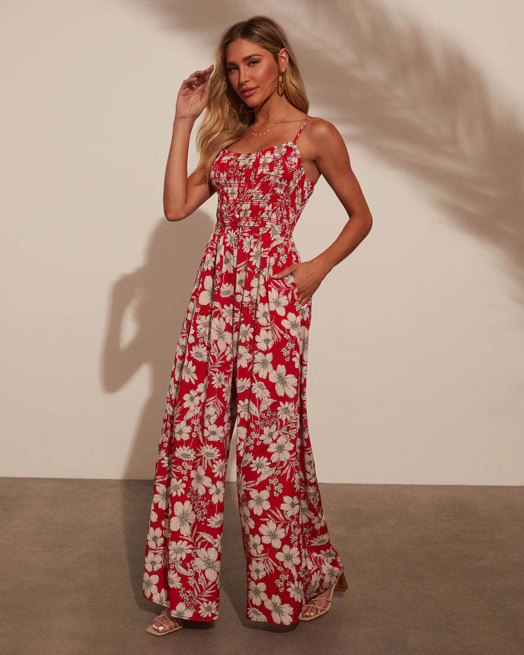 Women’s High-Waist Resort Floral Print Camisole Jumpsuit
