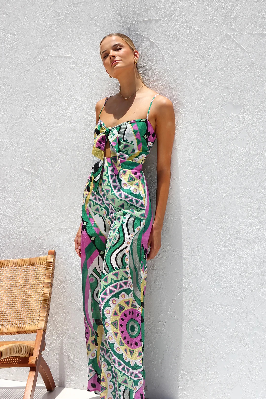 Women’s New Arrival Camisole Jumpsuit – Influencer Style Printed Shirred Camisole Jumpsuit